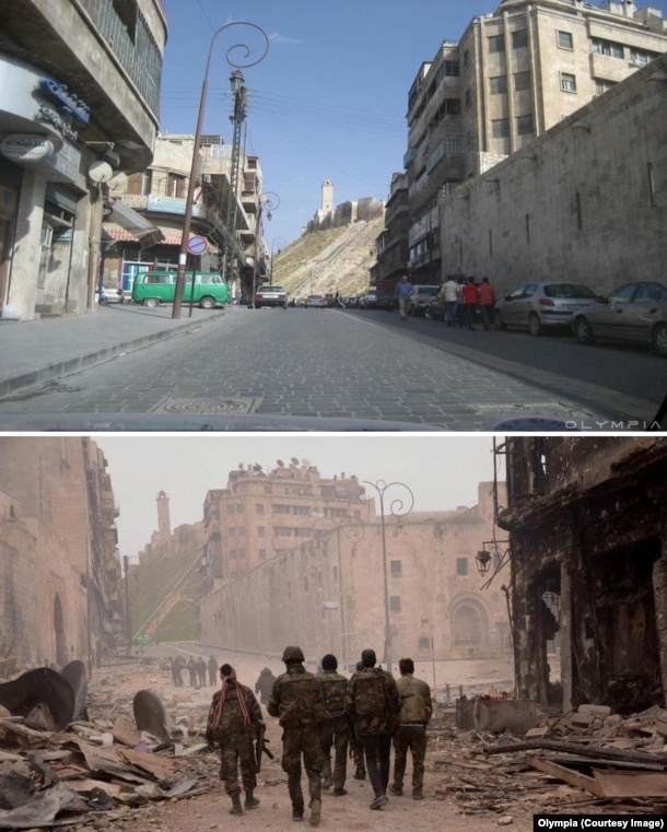 The view along a street leading up to Aleppo's 13th century citadel