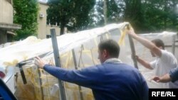 The demolition of the mock prison cells