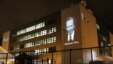 Czech Republic –  The image of Vaclav Havel is projected on the front of the RFE/RL building in Prague, 21Dec2011