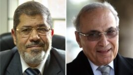 A combo photo shows Muslim Brotherhood candidate Mohammed Mursi (left) and former Prime Minister Ahmed Shafiq