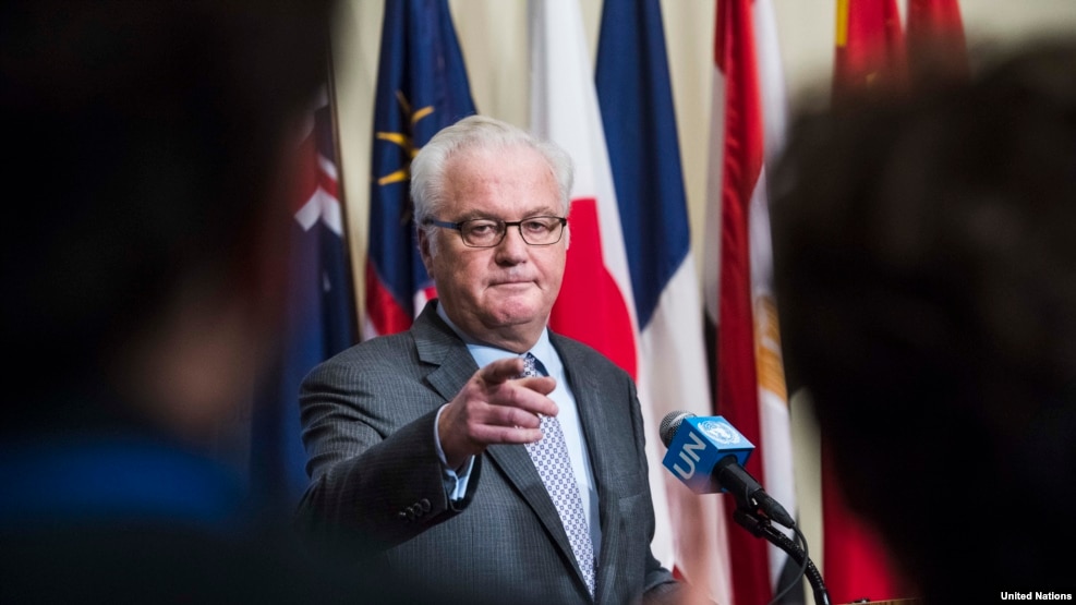 Vitaly Churkin, Russia's ambassador to the United Nations, vetoed a UN Security Council resolution calling for a seven-day truce in the besieged Syrian city of Aleppo.