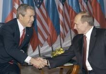 Bush/Putin Bratislava Summit -- Handshake, 24.02.05 x