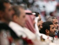 President Ahmadinejad (right) at the opening of the Asia Games in Doha on December 1, 2006 (Fars)