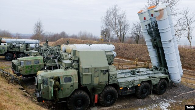 S-300 surface-to-air missile systems are deployed in a military exercise by the Baltic Fleet of the Russian Navy in the Kaliningrad region in January.