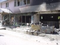 A Kabul restaurant gutted by rioters on May 30 (RFE/RL)