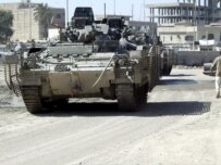 A British tank patroling al-Basrah earlier this year (epa)