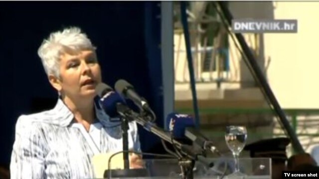 Jadranka Kosor tokom govora u Kninu, na obilježavanju 16. obljetnice "Oluje", 5. kolovoza 2011 