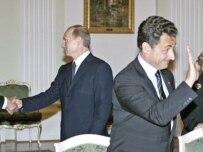 Closer or still far apart? Putin (left) and Sarkozy at the Kremlin (AFP)