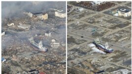 Pamje e shkatërrimeve nga cunami në Japoni në vitin 2011 dhe 2012
