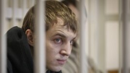Jailed Belarusian activist Zmitser Dashkevich in court during his trial last year.
