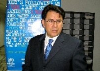UNHCR representative Cesar Dubon in Almaty in June (RFE/RL)