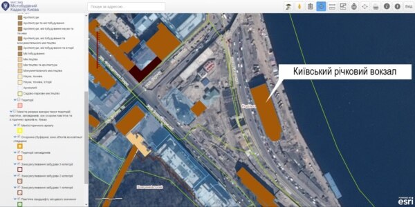 У містобудівному кадастрі Києва немає відомостей про відведення землі під будівлею річкового вокзалу