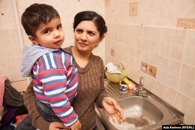 Rafiyeva with her 3-year-old son, Amin.