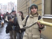 A fire hose became a symbol of the protests, after the university was closed due to \