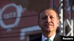 Turkish Prime Minister Recep Tayyip Erdogan in Prizren, some 90 kilometers from Kosovo's capital Pristina.