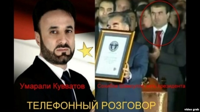 A video grab from a clip purporting to be a taped telephone conversation between Quvatov and Shamsullo Sohibov, a son-in-law of Tajik President Emomali Rahmon.