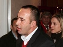 Ramush Haradinaj leaving Pristina for The Hague on February 28 (epa)