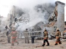 Tatarstan -- The site of a gas blast in an apartment building in Kazan, 09Jan2008