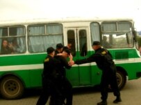 The group was detained while protesting the trial of a fellow activist (RFE/RL)