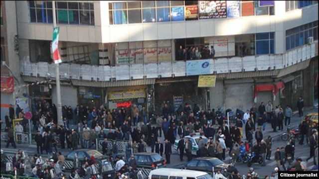 Protesters rally in solidarity with people in Egypt and Tunisia in Tehran on February 14.
