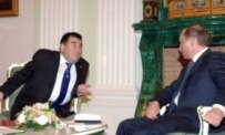 Turkmen President Niyazov (left) meeting in the Kremlin with Russian President Putin last month (ITAR-TASS)