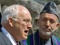 Cheney (left) with Karzai in Kabul (AFP)