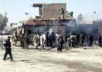 Today's bombing bears a resemblance to the explosion on 4 October 2005, pictured, when three people were also killed in Spin Boldak by suspected Talibani fighters (AFP)