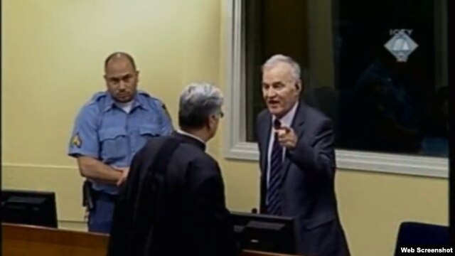 Ratko Mladić sa braniteljem u Hagu, 28. siječanj 2013.