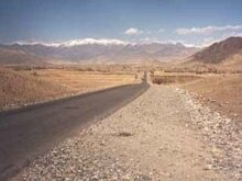 Afghanistan -- paved section of Ring Road outside Kabul toward Kandahar, November 2002