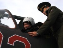 Kyrgyz Prime Minister Feliks Kulov takes to the cockpit (file photo) (Courtesy Photo)