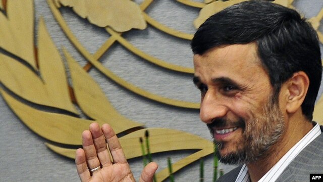 Mahmud Ahmadinejad arrives at the United Nations in New York. Iran's president said the United States should make a humanitarian gesture by releasing eight Iranians he said were "illegally detained."