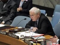 Security Council President Emyr Jones Parry of Britain leading the discussion on April 3 (official site)