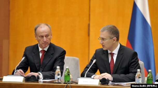 Nikolaj Patrušev sa ministrom unutrašnjih poslova Srbije Nebojšom Stefanovićem tokom posete Beogradu