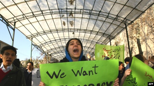 A student protest at Tehran University in December