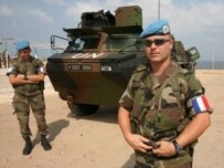 French troops landing in Naqura on August 25 (epa)