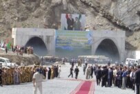 The opening of the Anzob tunnel today (RFE/RL)