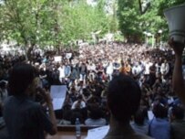 Students protesting at Amir Kabir University today (Courtesy Photo)