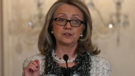 Hillary Clinton speaks about women's issues during an event at the State Department on January 31.