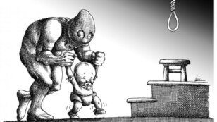 Ирандық карикатурашы Мана Нейестанидің аты белгісіз сықақ суреті.