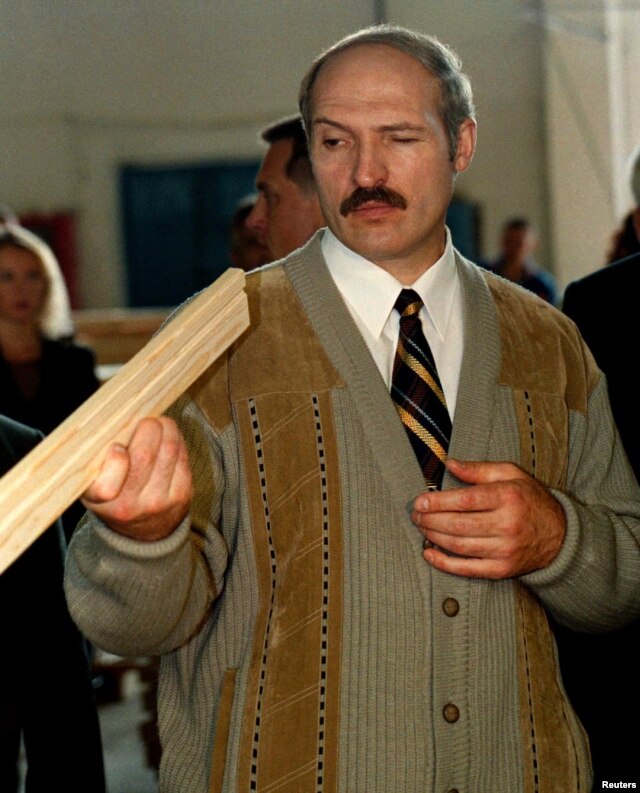 Early interest: President Alyaksandr Lukashenka during a 1999 visit to a wood plant in the town of Vileika.