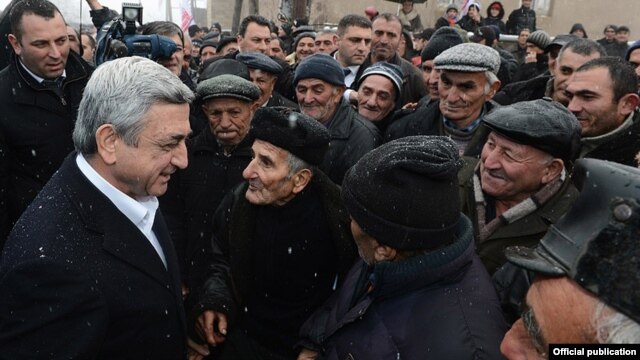 Armenia - President Serzh Sarkisian campaigns for reelection in Tavush province, 29Jan2013.
