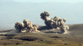 Armenia - Explosions caused by heavy artillery fire during CSTO military exercises at the Marshal Bagramian training ground, 19Sep2012.