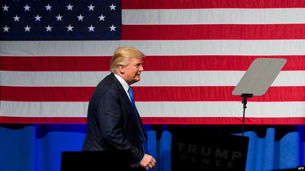 Republican presidential nominee Donald Trump speaks at a rally at Lackawanna College in Scranton, Pennsylvania, on the final day of campaigning on November 7.