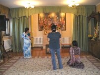 Krishna members inside their compound near Almaty