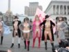 Ukrainian Women Protest Flu Panic Wearing Only Surgical Masks
