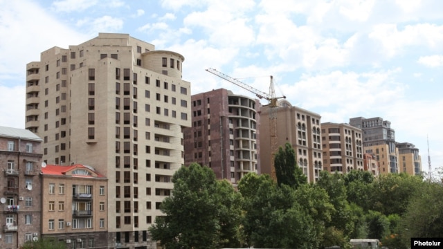 Newly constructed residential buildings in the center of Yerevan