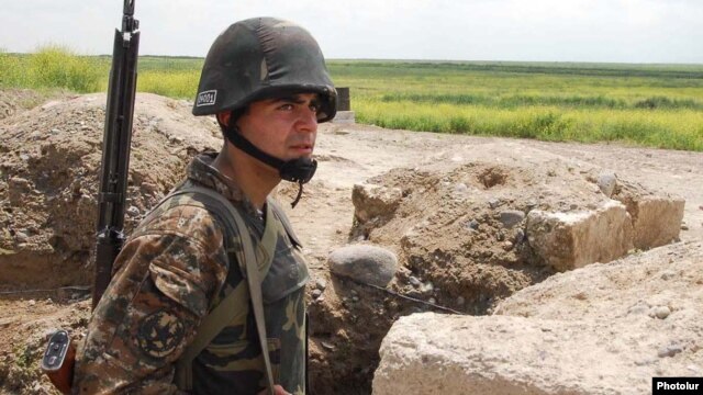 Nagorno-Karabakh -- An Armenian soldier on a frontline position east of Karabakh, 14May2010.