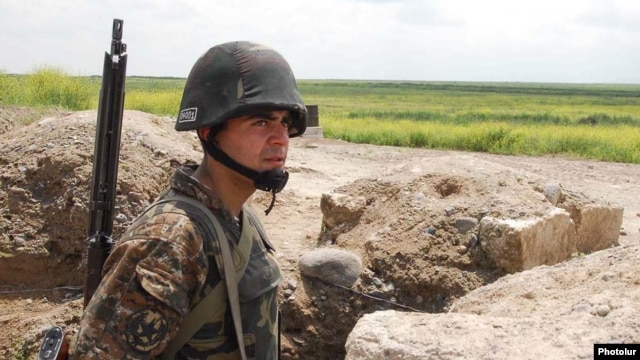 An Armenian soldier on a frontline position east of Karabakh (file photo)