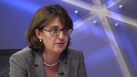 საქართველოს საგარეო საქმეთა მინისტრი მაია ფანჯიკიძე რადიო თავისუფლების პრაღის სტუდიაში.