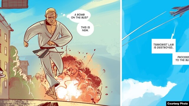A scene from "Superputin," written by Sergei Kalenik and posted this month on www.superputin.ru